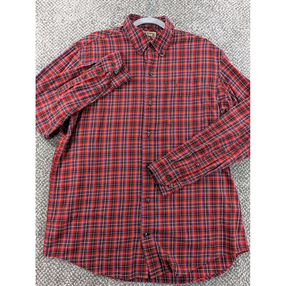 Duluth Trading Co Mens Red Plaid Cotton Wool Blend Flannel Button Down Shirt M